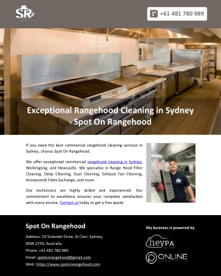 Exceptional Rangehood Cleaning in Sydney - Spot On Rangehood