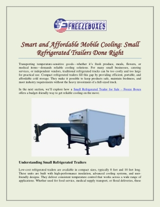 Smart and Affordable Mobile Cooling: Small Refrigerated Trailers Done Right