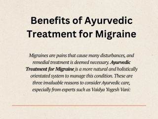 Benefits of Ayurvedic Treatment for Migraine