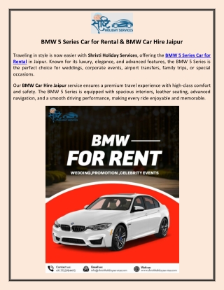 BMW 5 Series Car for Rental & BMW Car Hire Jaipur