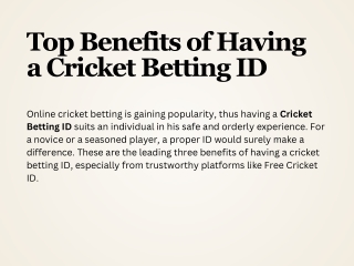 Top Benefits of Having a Cricket Betting ID