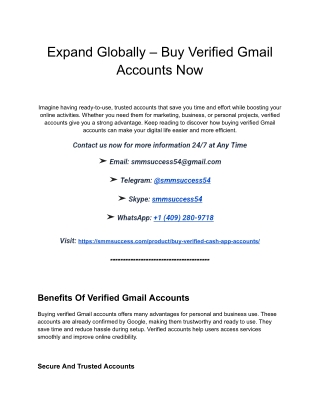 Expand Globally – Buy Verified Gmail Accounts Now