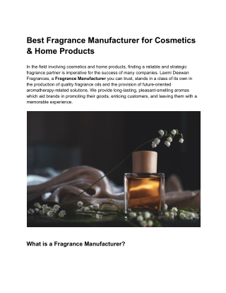 Best Fragrance Manufacturer for Cosmetics & Home Products
