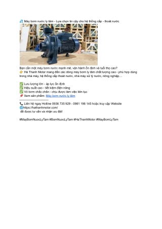 Máy bơm nước ly tâm - Lựa chọn tin cậy cho hệ thống cấp - thoát nước