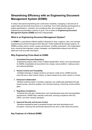 Streamlining Efficiency with an Engineering Document Management System (EDMS)