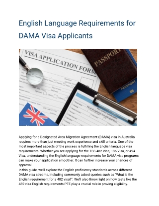 English Language Requirements for DAMA Visa Applicants | Visa Empire