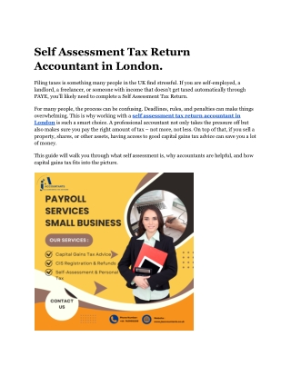 Self Assessment Tax Return Accountant in London.