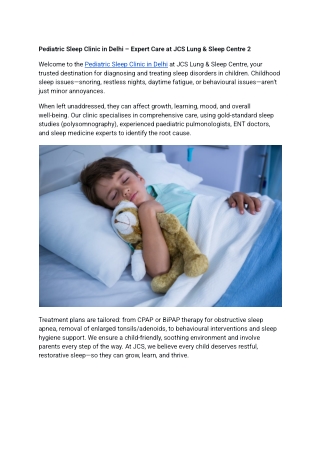 Pediatric Sleep Clinic in Delhi – Expert Care at JCS Lung & Sleep Centre 2