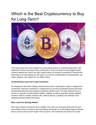 Which is the Best Cryptocurrency to Invest for Long-Term