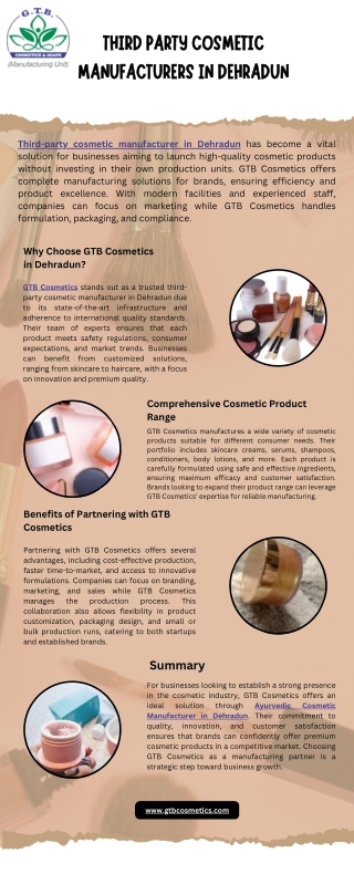 Third Party Cosmetic Manufacturers in Dehradun