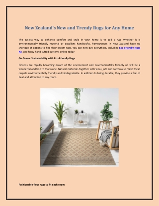 New Zealand's New and Trendy Rugs for Any Home