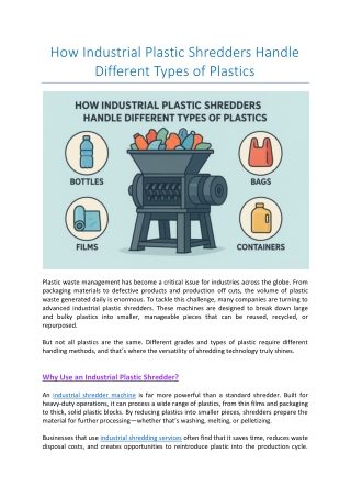 How Industrial Plastic Shredders Handle Different Types of Plastics