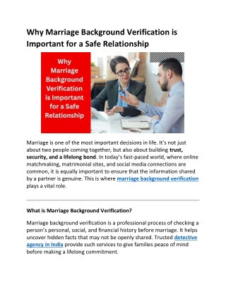 Why Marriage Background Verification is Important for a Safe Relationship