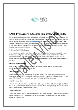 LASIK Eye Surgery: A Clearer Tomorrow Starts Today