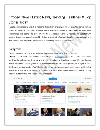 Flypped News! Stories That Keep You Thinking