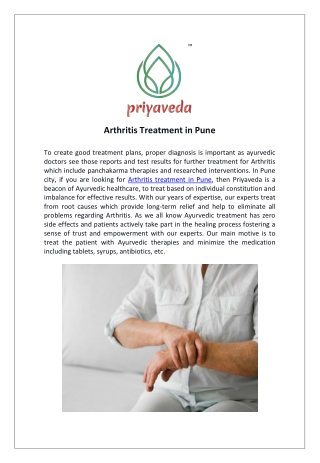 Arthritis Treatment in Pune