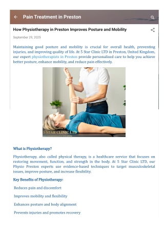 How Physiotherapy in Preston Improves Posture and Mobility
