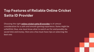 Top Features of Reliable Online Cricket Satta ID Provider