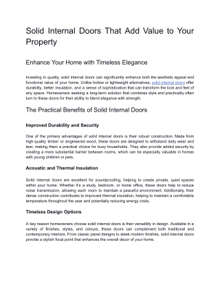 Solid Internal Doors That Add Value to Your Property