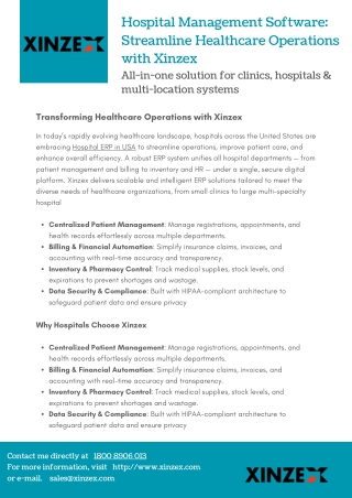Hospital Management Software Streamline Healthcare Operations with Xinzex