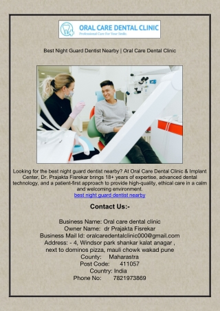 Best Night Guard Dentist Nearby | Oral Care Dental Clinic