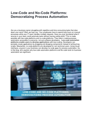 Low-Code and No-Code Platforms Democratizing Process Automation