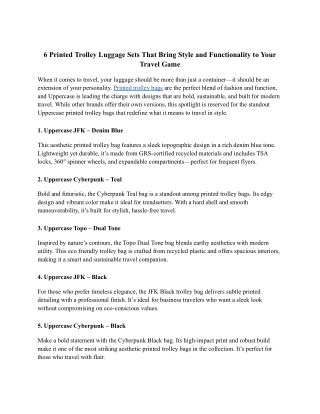 6 Printed Trolley Luggage Sets That Bring Style and Functionality to Your Travel Game