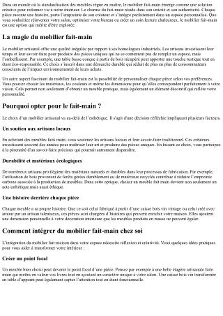 Réinventez votre espace avec du mobilier fait-main!