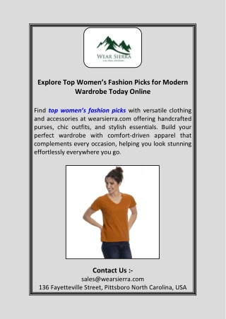 Explore Top Women’s Fashion Picks for Modern Wardrobe Today Online
