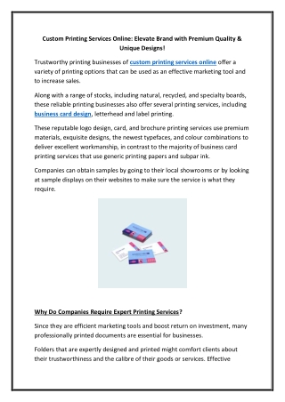 Custom Printing Services Online Elevate Brand with Premium Quality & Unique Designs!