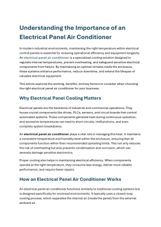 Understanding the Importance of an Electrical Panel Air Conditioner