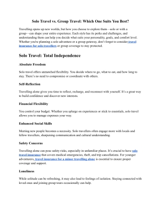 Solo Travel vs. Group Travel_ Which One Suits You Best_