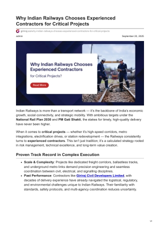 giriraj.co-Why Indian Railways Chooses Experienced Contractors for Critical Projects