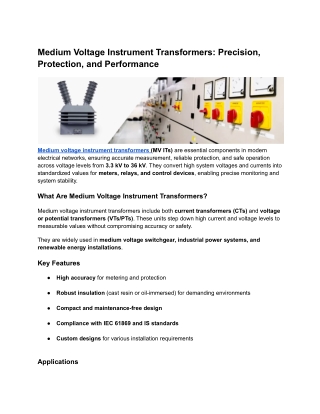 Medium Voltage Instrument Transformers_ Precision, Protection, and Performance
