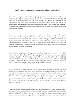 Verander uw fortuin met Schoonmaakbedrijf