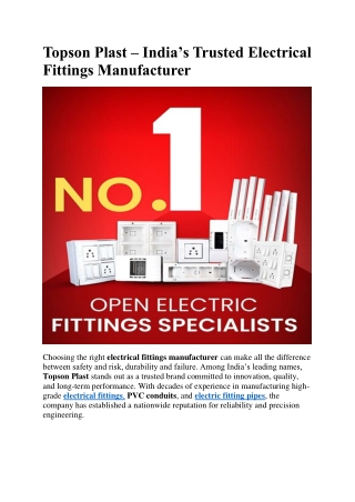 Trusted Electrical Fittings Manufacturer