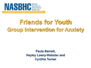 Paula Barrett Friends for Youth a Group Intervention for Anx