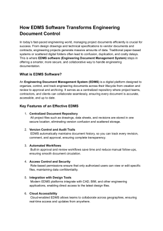 How EDMS Software Transforms Engineering Document Control