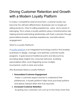 Driving Customer Retention and Growth with a Modern Loyalty Platform