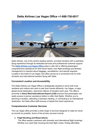 Delta Airlines Las Vegas Office  1-888-738-0817