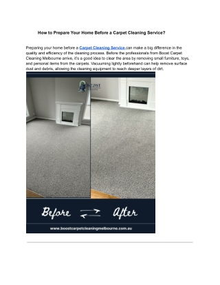 How to Prepare Your Home Before a Carpet Cleaning Service?