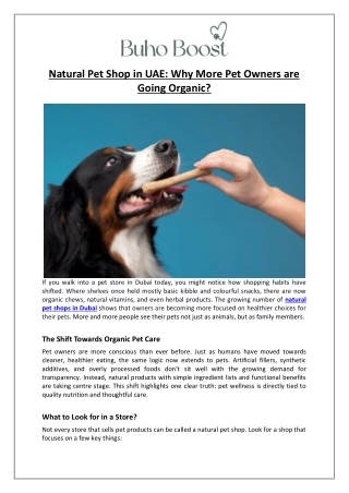 Buho Boost - Why More Pet Owners are Going Organic in 2025