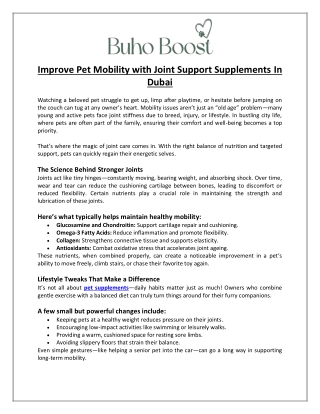 Buho Boost - Improve Pet Mobility with Joint Support Supplements In Dubai