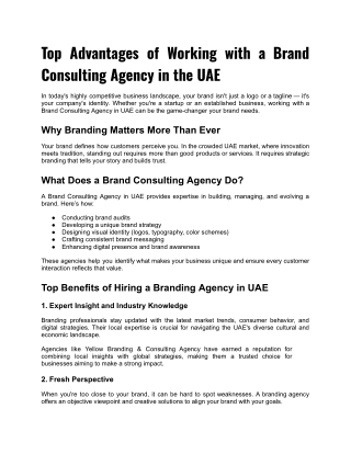 Top Advantages of Working with a Brand Consulting Agency in the UAE
