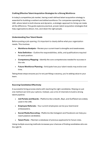 Crafting Effective Talent Acquisition Strategies for a Strong Workforce