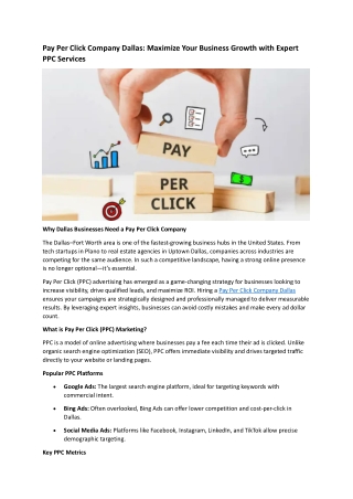 Pay Per Click Company Dallas Maximize Your Business Growth with Expert PPC Services