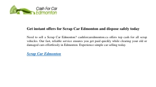 Get instant offers for Scrap Car Edmonton and dispose safely today