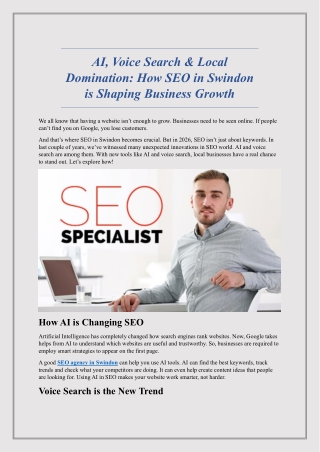 AI, Voice Search & Local Domination - How SEO in Swindon is Shaping Business Growth
