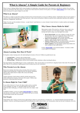 What is Abacus A Simple Guide for Parents & Beginners