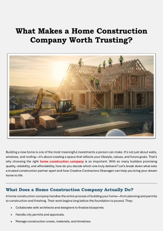 What Makes a Home Construction  Company Worth Trusting?